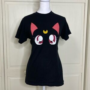 ANIME Bento Women's Guardian Cat-Sailor Moon Black Pullover T-shirt Size S